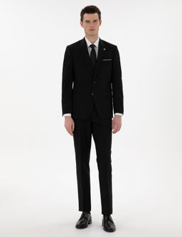 Siyah Slim Fit Y_n Tak_m Elbise