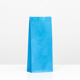 Цена за 10 шт. Пакет под бутылку крафтовый Лазурный, 14 х 8 х 32 см