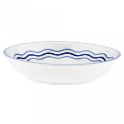 "Синий полосатик" Тарелка глубокая фарфоровая д180мм, h40мм, 450мл, отводка, белый (Китай)