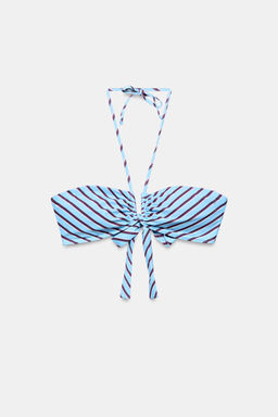 TOP BIKINI BANDEAU ESTAMPADO RAYAS / Azul - Zara фото 6