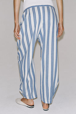 PANTAL?N PIJAMERO RAYAS ZW COLLECTION / Azul / Blanco - Zara фото 2