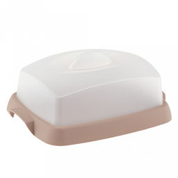 Масленка пластмассовая Таира 17х12х7см, прозрачная крышка, мокко (Россия)