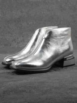 01-B50B-96C GREY/SILVER Ботинки демисезонные женские (натуральная кожа, байка)