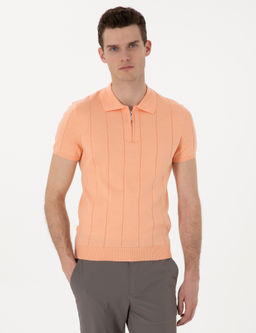 Pembe Slim Fit Fermuarl_ Polo Yaka Triko Ti__rt