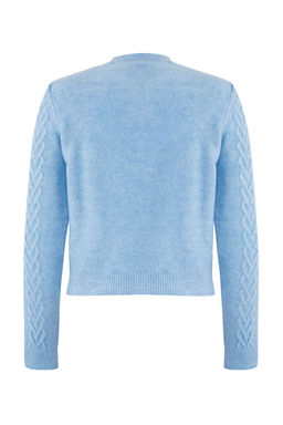 Ac?k Mavi Sac Orgu Dugme Detayl? Yumusak Dokulu Triko H?rka TWOAW26HI00040 - Trendyolmilla фото 6