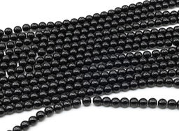 Бусины из агата черного шарик 6мм (имитация), 38см, 68 бусин Радуга камня
