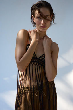 SUJETADOR CROCHET FLECOS / Negro - Zara фото 4