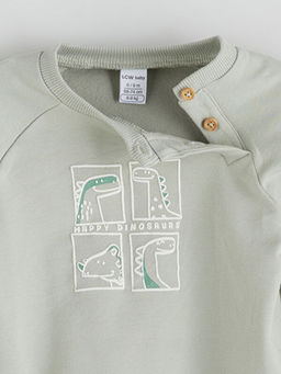 Bask?l? Erkek Bebek Sweatshirt ve Pantolon 2li