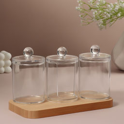 Органайзер для ватных палочек и дисков, с крышкой, 3 секции, 29×7×7 см, прозрачный