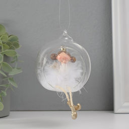 Фигурка - подвеска «Ангелочек-принцесса пушок в шарике», ёлочная игрушка, 9×8.5×8.5 см