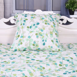 Постельное бельё 1,5 сп Эвкалипт, зелёный, 150х210 см, 150х210 см, 70х70 см, бязь, 105 г/м, 100% хлопок - Атра фото 2