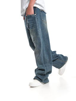 Джинсы свободного кроя на резинке 33-6900 синий - Mini maxi фото 4