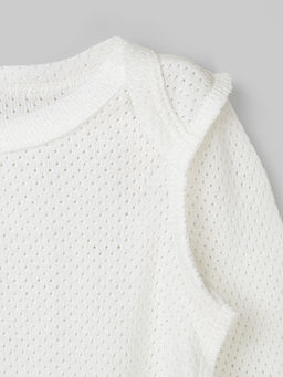 Боди с длинным рукавом "Молоко" из ажурного хлопка 0+