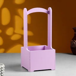 Подарочный ящик, 13.5×13.5×30 см, деревянный, с ручкой, сиреневый