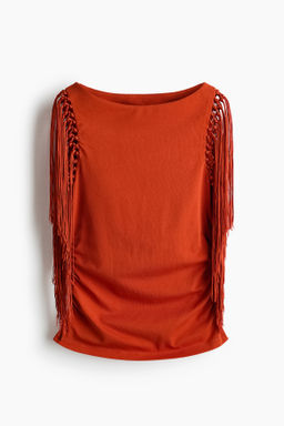 Top con escote barco y ribete de flecos - H&m фото 2