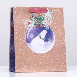 Пакет подарочный Белый медведь 26 х 32 х 12 см - Simaland фото 3
