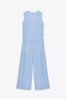 LINEN BLEND WAISTCOAT JUMPSUIT - Zara фото 7