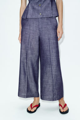 PANTAL?N CULOTTE TIRO ALTO SET / ?ndigo