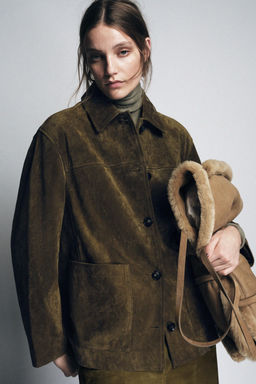 SUEDE LEATHER JACKET WITH POCKETS ZW COLLECTION LIMITED EDITION - Zara фото 4