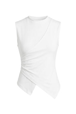 Ekru Fitted/Vucuda Oturan Kolsuz Pamuklu Esnek Orme Bluz TWOSS26BZ00081