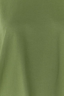 Haki %100 Pamuk Duble Kol Asimetrik Boyfriend Orme T-Shirt TWOSS20TS0828