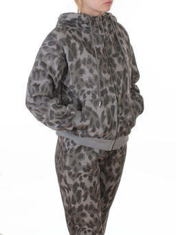 869-3 GRAY/LEOPARD Костюм спортивный зимний женский (95% хлопок, 5% полиэстер)