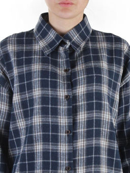 C01 BLUE/BEIGE Рубашка женская оверсайз (95% хлопок, 5% спандекс)