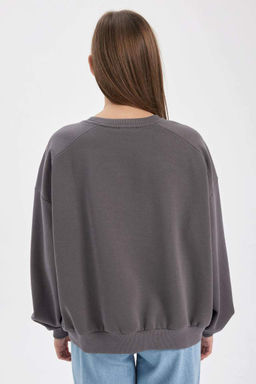 Толстый толстый свитшот Cool Oversize с круглым вырезом - Defacto фото 8