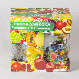 Набор 7пр (кувшин "Радуга" +6 стаканов) с деколью