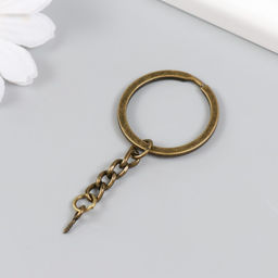 Цена за 20 шт. Основа для брелока кольцо металл с цепочкой и винтом, под латунь, 3×6.4 см