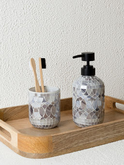 Стакан для зубных щёток 250мл мрамор-серый стекло - Denastia фото 4