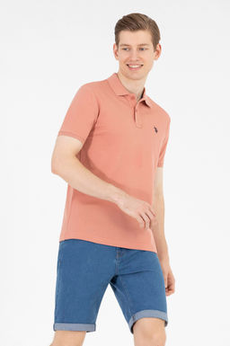 Мужская пудровая футболка с воротником поло Basic