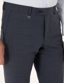 Koyu Mavi Slim Fit Y_n Kar___ml_ Kuma_ Pantolon