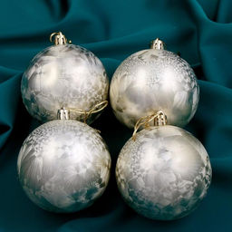 Ёлочные игрушки Туман, шары новогодние, набор 4 шт., d=8 см, золотистый