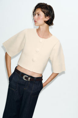 CHAQUETA CORTA PUNTO / Crudo - Zara фото 2