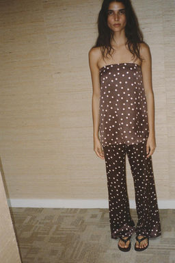 HIGH-WAIST SATIN TROUSERS