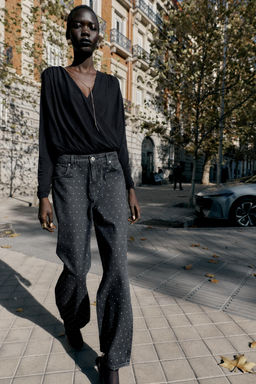 Z1975 LOOSE STRAIGHT HIGH-WAIST SHINY JEANS - Zara фото 2