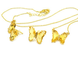 Набор бижутерии Бабочки 19*15мм цв.желтый, 4г, 50см