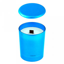Свеча "Зеркальный" д7,8см, h9см, соевый воск, в стекле со стеклянной крышкой, "Синий" (Россия)