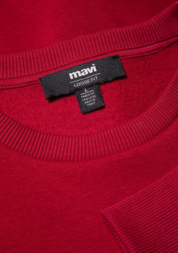 Mavi Logo Bask?l? Kapusonlu K?rm?z? Sweatshirt  фото 6