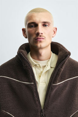 CONTRAST FAUX SHEARLING JACKET - Zara фото 6