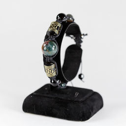 Браслет шамбала из гелиотропа , агата черного и гематита 17-19 см - Сувенир-камни фото 2