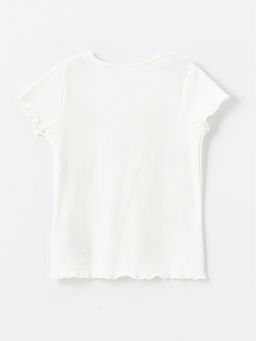 Bisiklet Yaka K?sa Kollu Bask?l? K?z Bebek Ti??rt - Waikiki фото 2