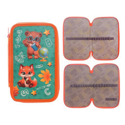 Пенал школьный, 2 секции, 12.5×20.5×4 см«Зверята»