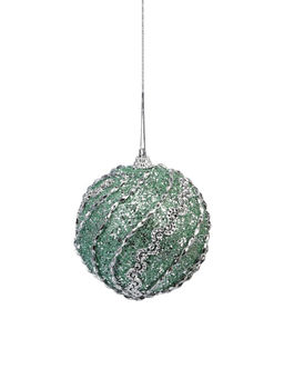 Цена за 3 шт. Ёлочный шар новогодний d=8 см Карнавал сияние полос, бирюзовый - Зимнее волшебство фото 2