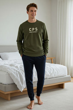 TRENDYOL MAN Siyah-Gri Regular Fit Bask?l? Pijama Tak?m? TMNAW22PT0505 - Trendyolmilla фото 8
