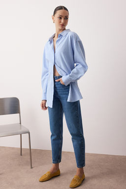 Ac?k Mavi Yuksek Bel Mom Jeans TWOSS25JE00277 - Trendyolmilla фото 8