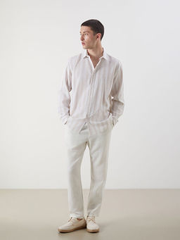 Regular Fit Uzun Kollu ?izgili Erkek Dokulu G?mlek