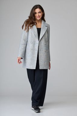Пальто БелЭльСтиль 841 клетка серая  фото 75
