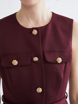 Bisiklet Yaka Beli Kemerli Kad?n Yelek